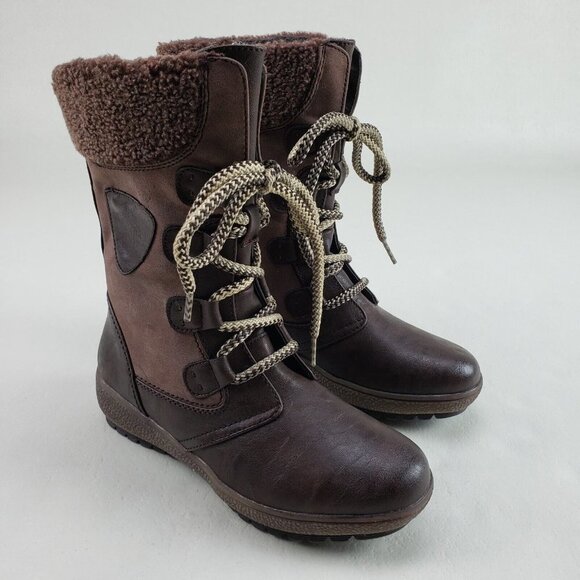 Patrizia by Spring Step Anicia Boots Womens 5.5-6 36 Brown Lined Lace/Zip Up - Picture 1 of 12